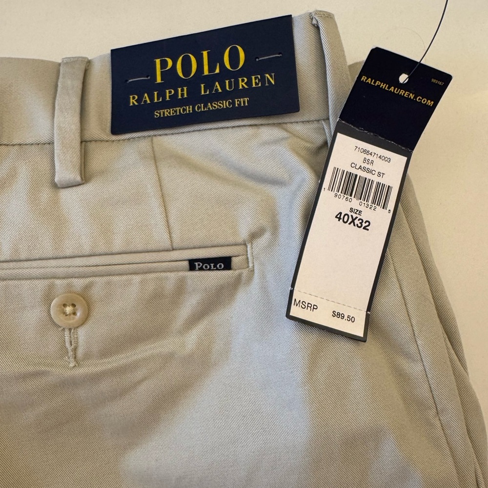 Polo by Ralph Lauren Men's Classic Fit Pants - Tan NWT, 40/32